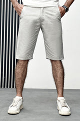 Self Textured Men Cotton Shorts In Light Grey