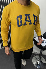 GP Aplic Arch logo Full Sleeves Men's Sweatshirt In Mustard