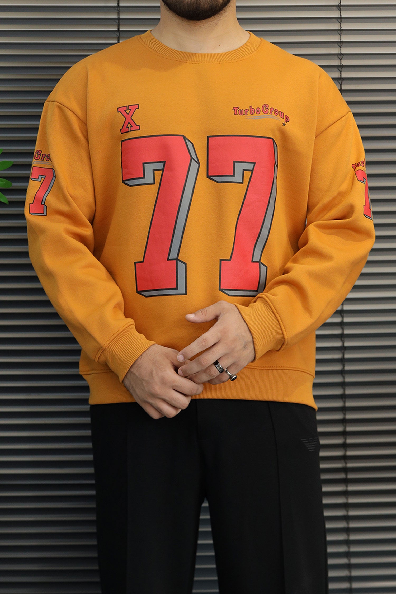 Turbo "77" Graphic Oversize Round Neck Men's Sweatshirt