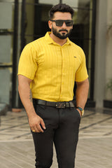 Turbo Endless Cool Embossed Casual Shirt In Mustard