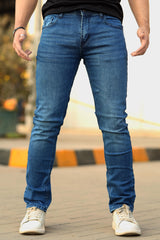 Turbo Slim Fit Jeans In Mid Blue