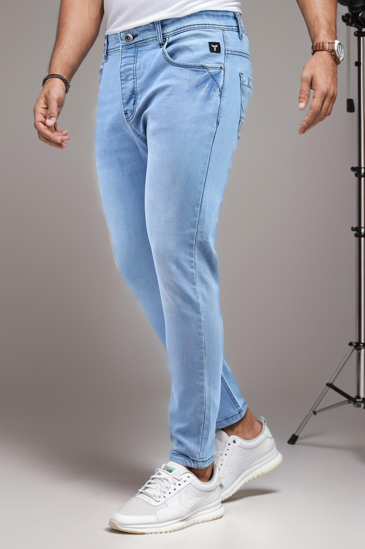 Turbo Ankle Fit Jeans In Sky Blue