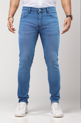 Light Faded Slim Fit Turbo Jeans In Sky Blue