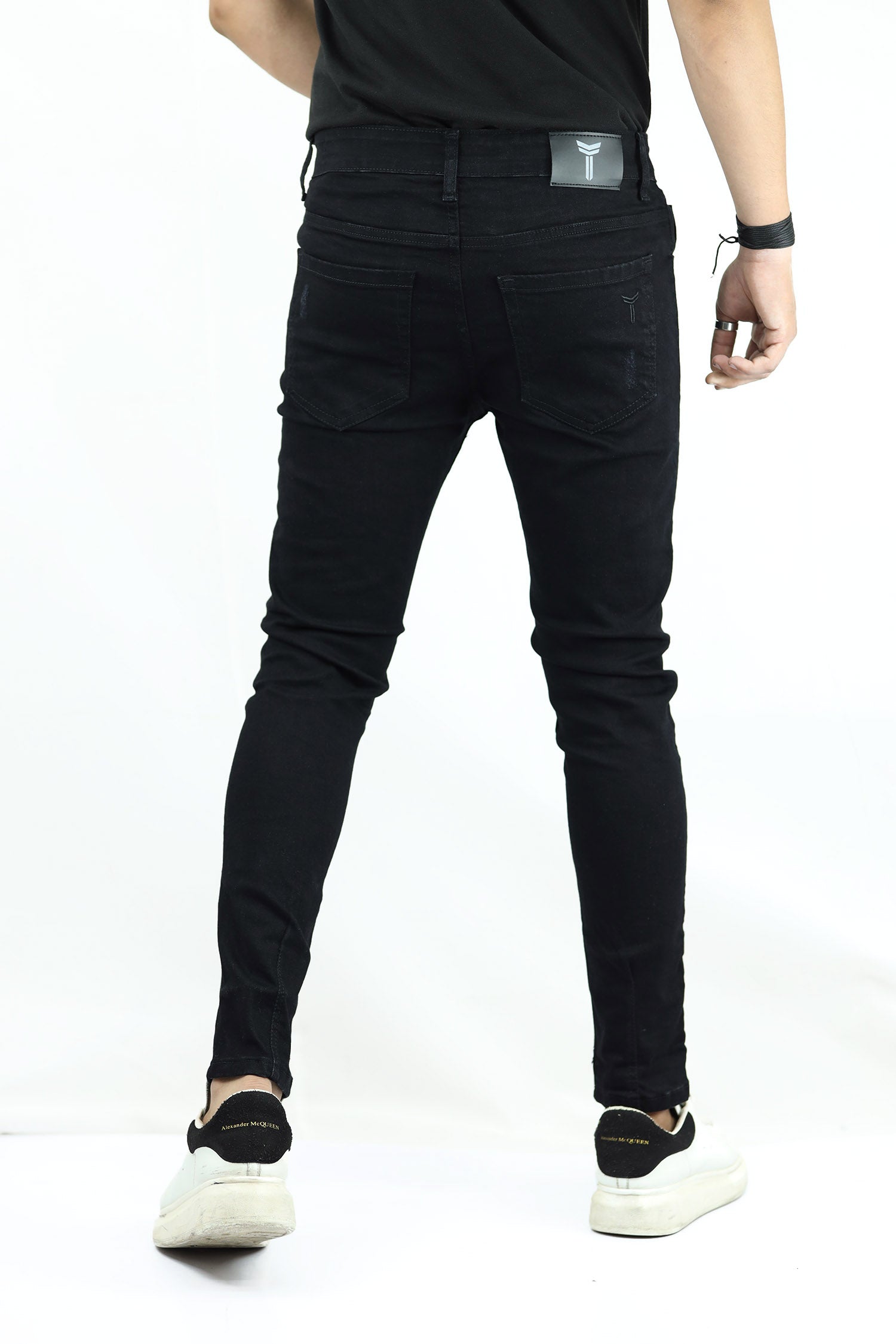 Ankle Fit Ribbed Turbo Jeans In Black