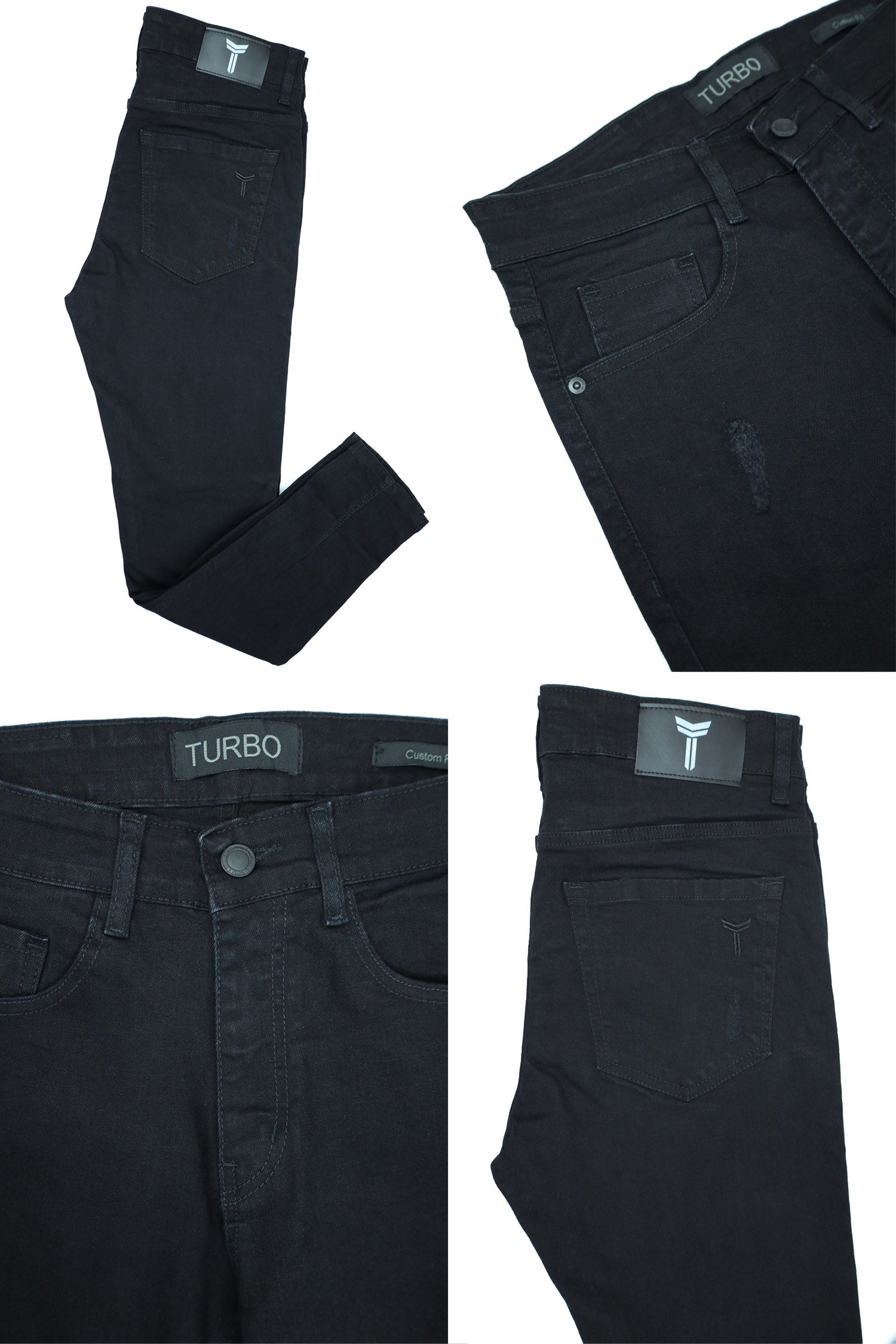 Ankle Fit Ribbed Turbo Jeans In Black