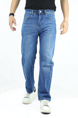 Loose Bottom Turbo Jeans in Mid Blue