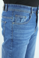 Loose Bottom Turbo Jeans in Mid Blue
