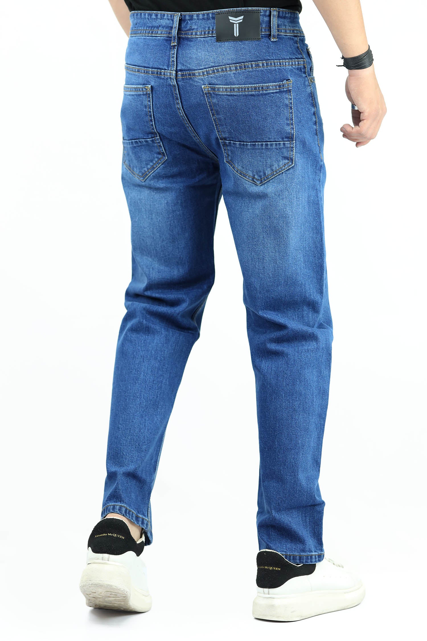 Loose Fit Rough Turbo Denim Jeans In Mid Blue
