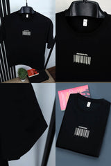 Crew Neck With Barcode Style T-Shirt In Black