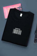Crew Neck With Barcode Style T-Shirt In Black