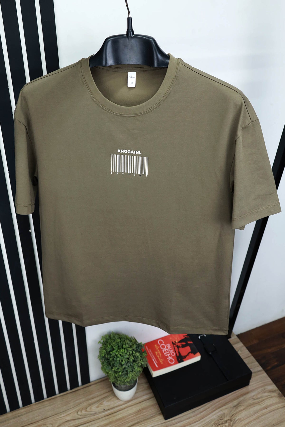 Crew Neck With Barcode Style T-Shirt