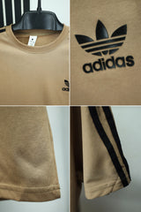 3 Stripe Design Oversized T-Shirt In Light Camel