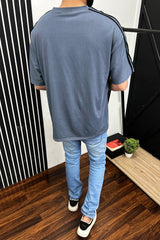 3 Stripe Design Oversized T-Shirt In Grey