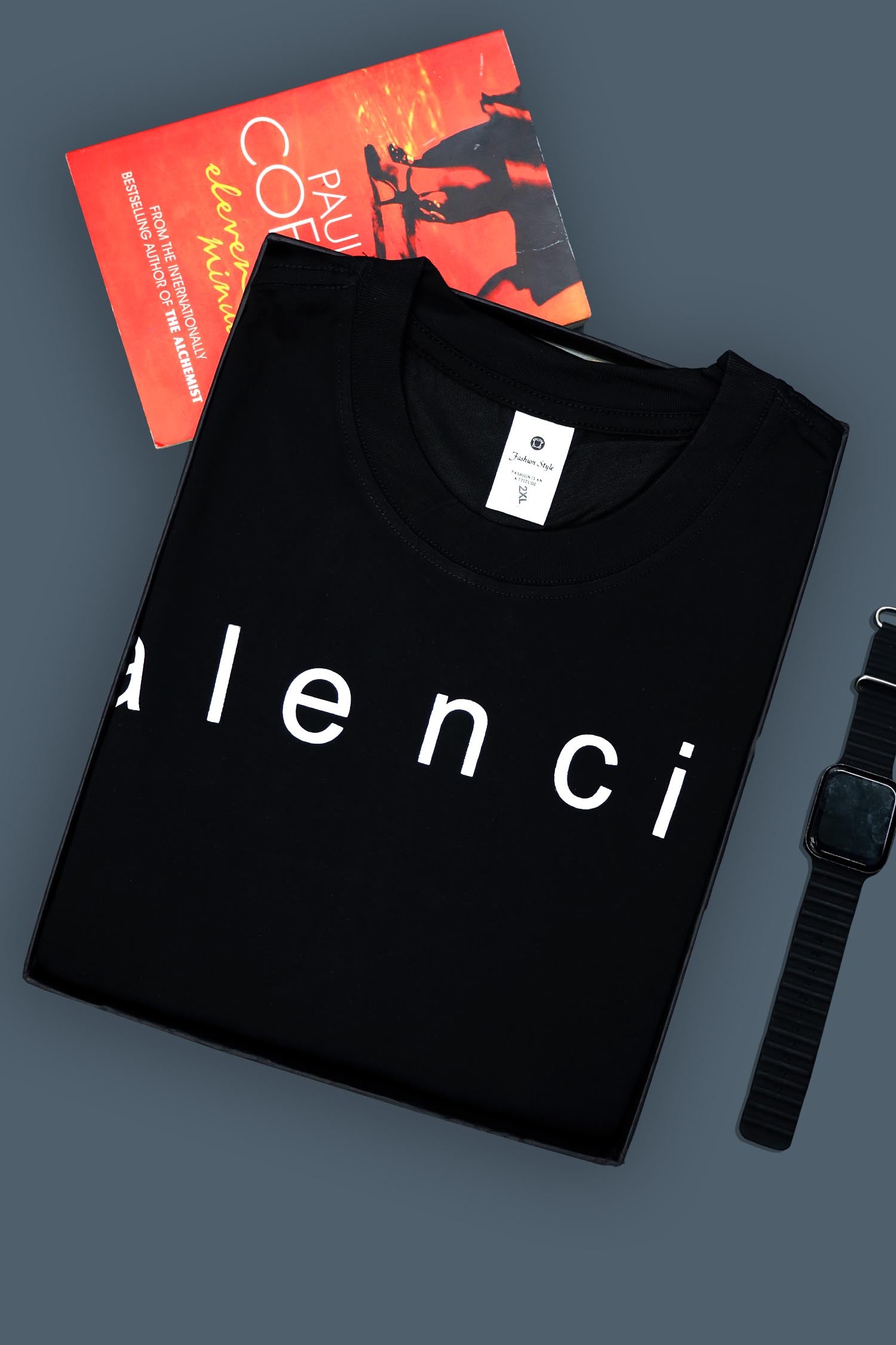 Balnciaga Front Slogan Oversized T-Shirt in Black