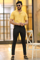 Turbo Artistic Touch Comfort Casual Shirt In Mustard Yellow