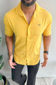 Turbo Knit Craft Crochet Casual Shirt In Yellow