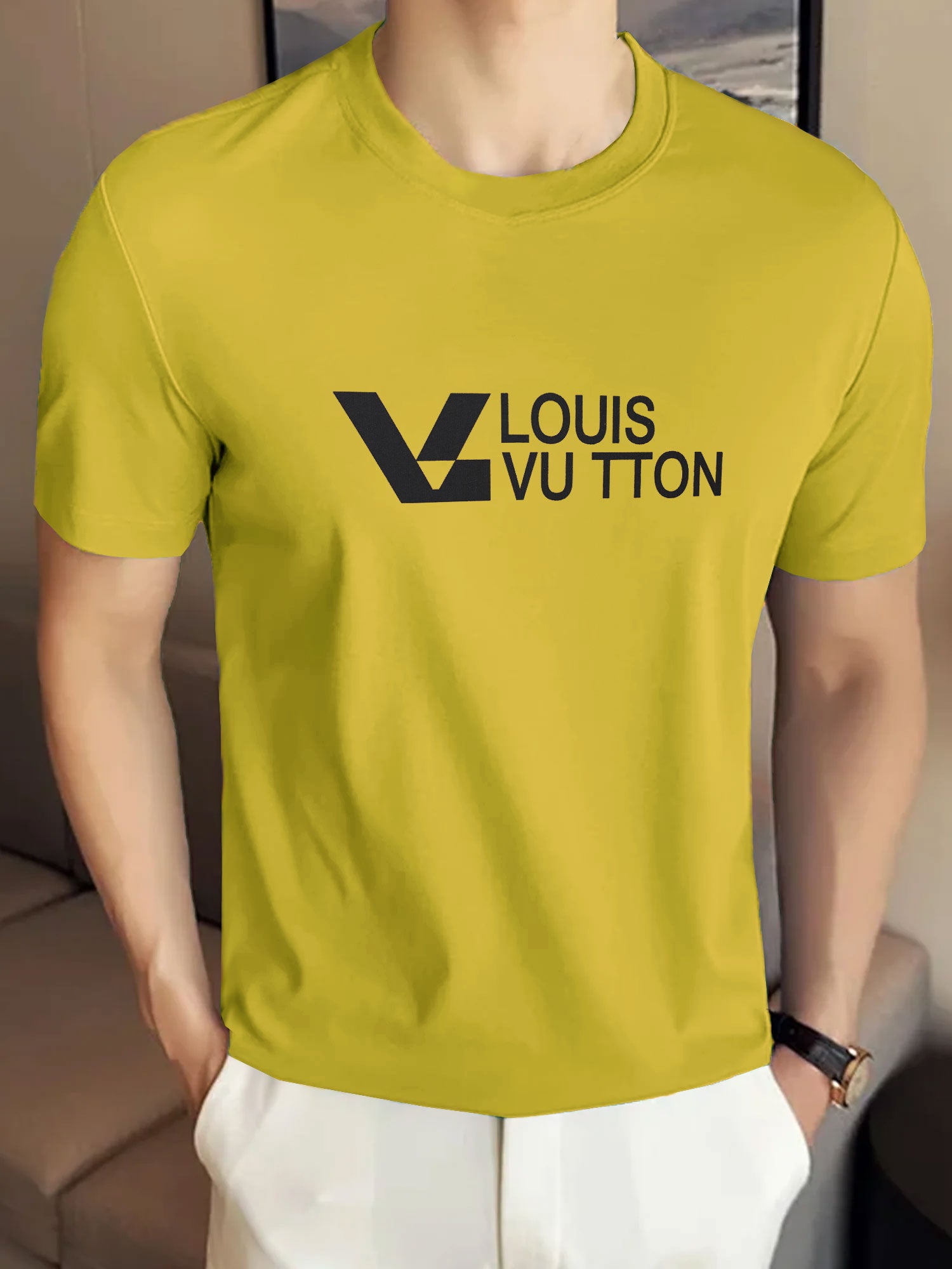 LV Maze Logo Statement Graphic Crew Neck Tee