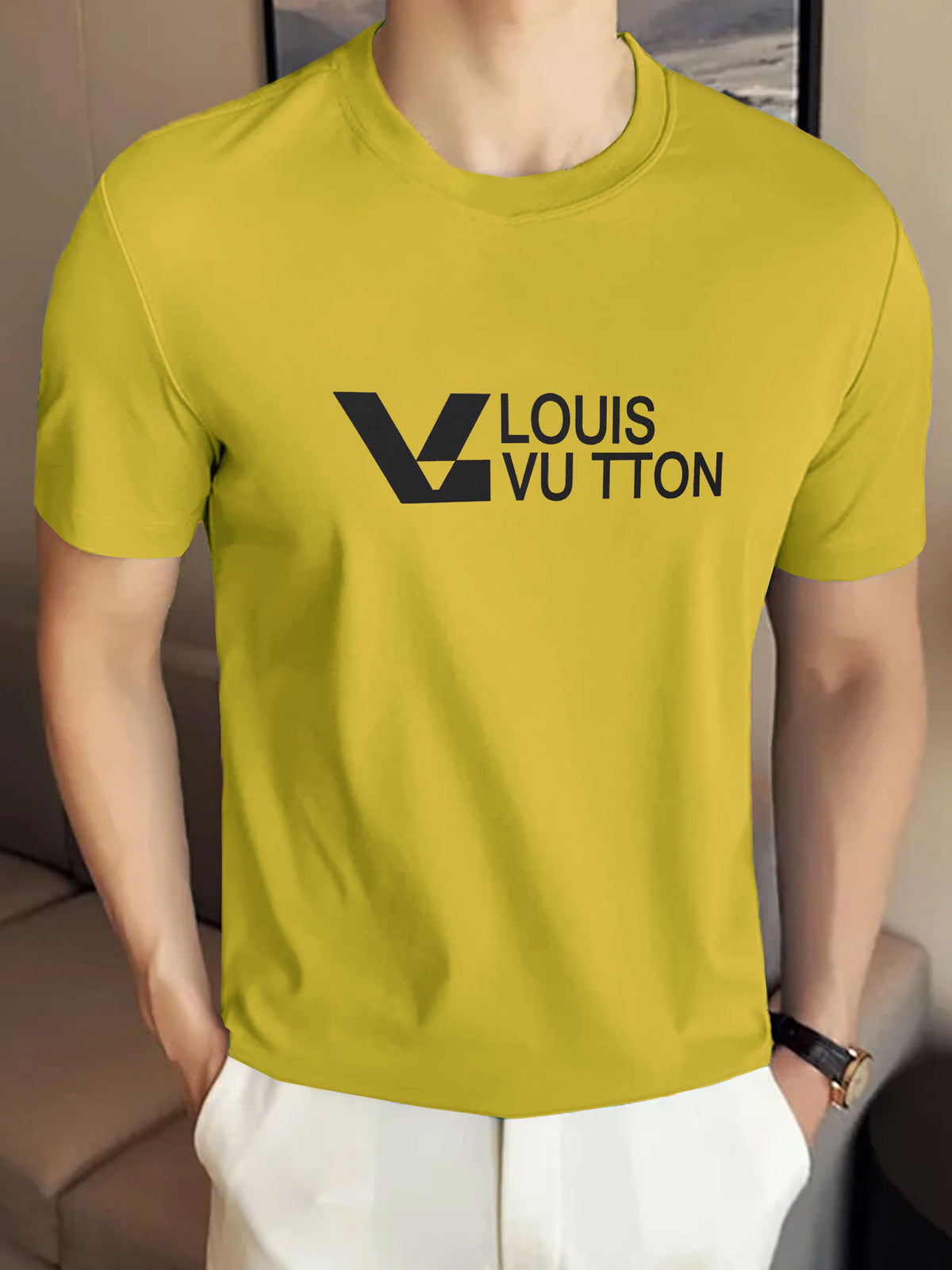LV Maze Logo Statement Graphic Crew Neck Tee