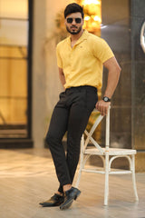 Turbo Artistic Touch Comfort Casual Shirt In Mustard Yellow