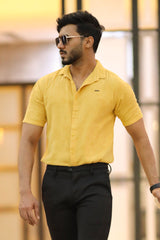 Turbo Artistic Touch Comfort Casual Shirt In Mustard Yellow