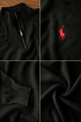 Rph Lren Polo Half Zip Style Imported Men's Sweatshirt In Black