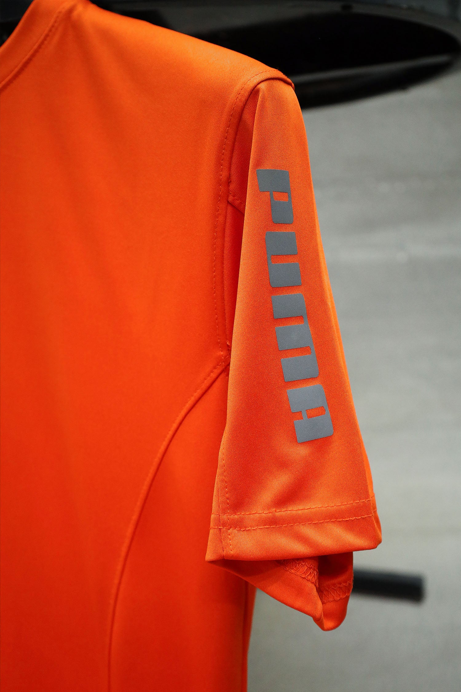 Dry Fit Crew Neck Tee With Pma Reflector Logo In Neon Orange