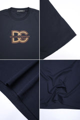 Dlce Gabana Vintage Patch Imported Round Neck T-Shirt In Navy Blue