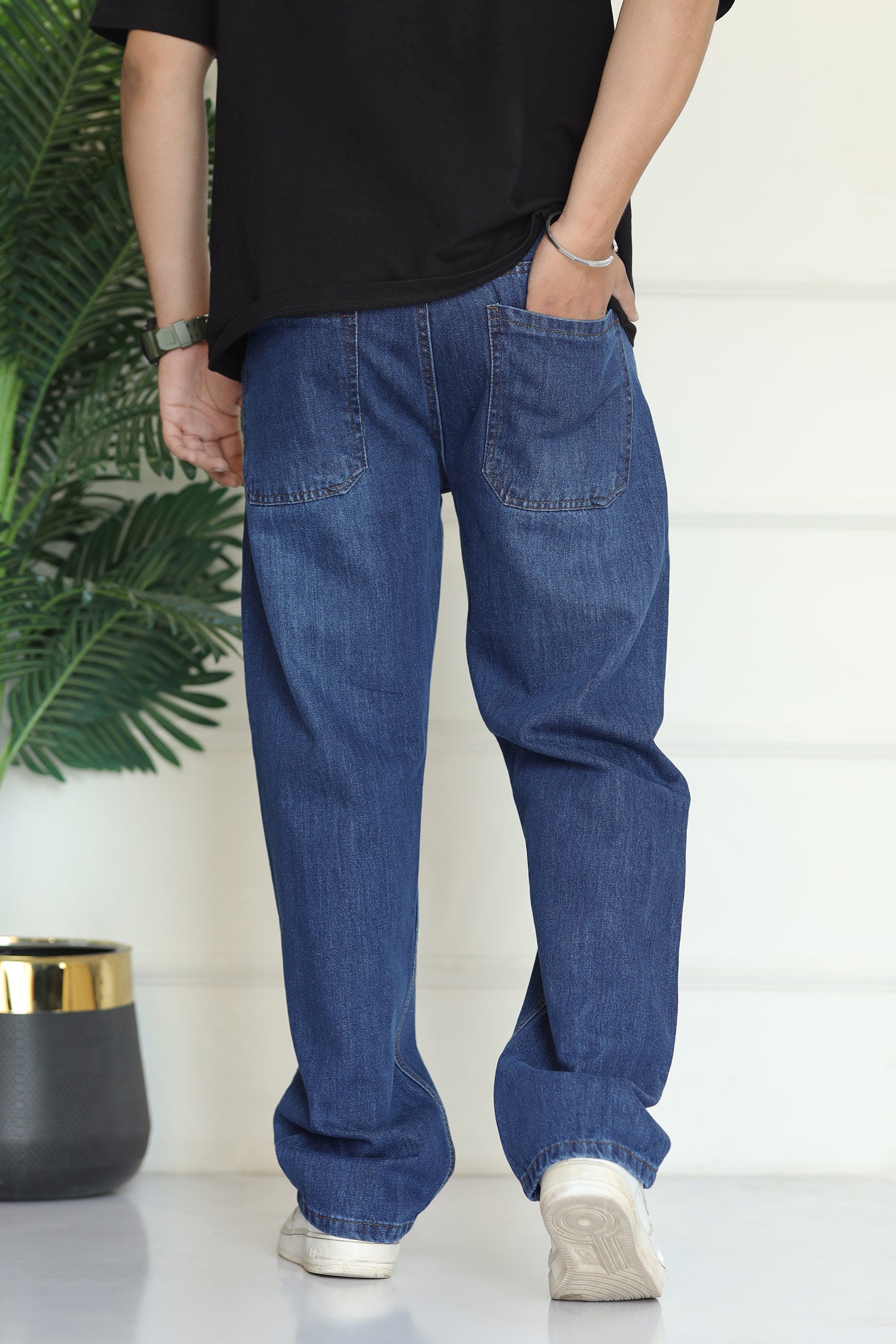 Turbo Men's Comfort Baggy Jeans In Navy Blue