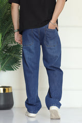 Turbo Men's Comfort Baggy Jeans In Navy Blue
