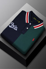 Rph Luren Polo Contrast Color-Block Men's Polo Shirt In Navy Blue