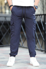 Pma x Nke Chic Micro 7 Pockets Cargo Trouser In Navy Blue