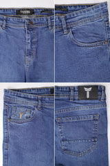 Big Size Light Faded Turbo Denim Jeans In Navy Blue