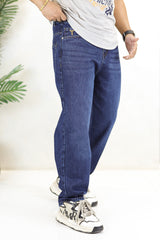 Hip-Hop High Rise Turbo Jeans in Navy Blue