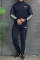 Adds Tipped Stripes Track Zipper Men's Co-Ord Set In Navy Blue