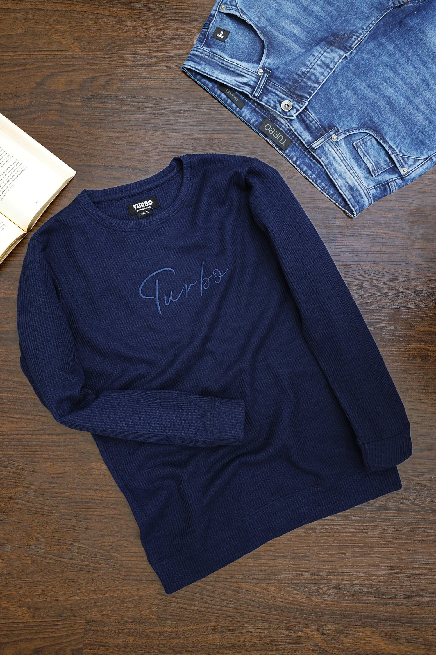 Turbo Signature Logo Round Neck Thermal Cotton Men's Sweatshirt