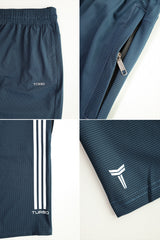 Turbo Trackside Triple Stripe Big Size Dry-Fit Men's Shorts In Navy Blue