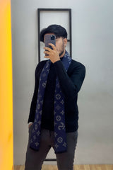 Luis Vten x Suprme Iconic Premium Wool Men Mufflers In Navy Blue