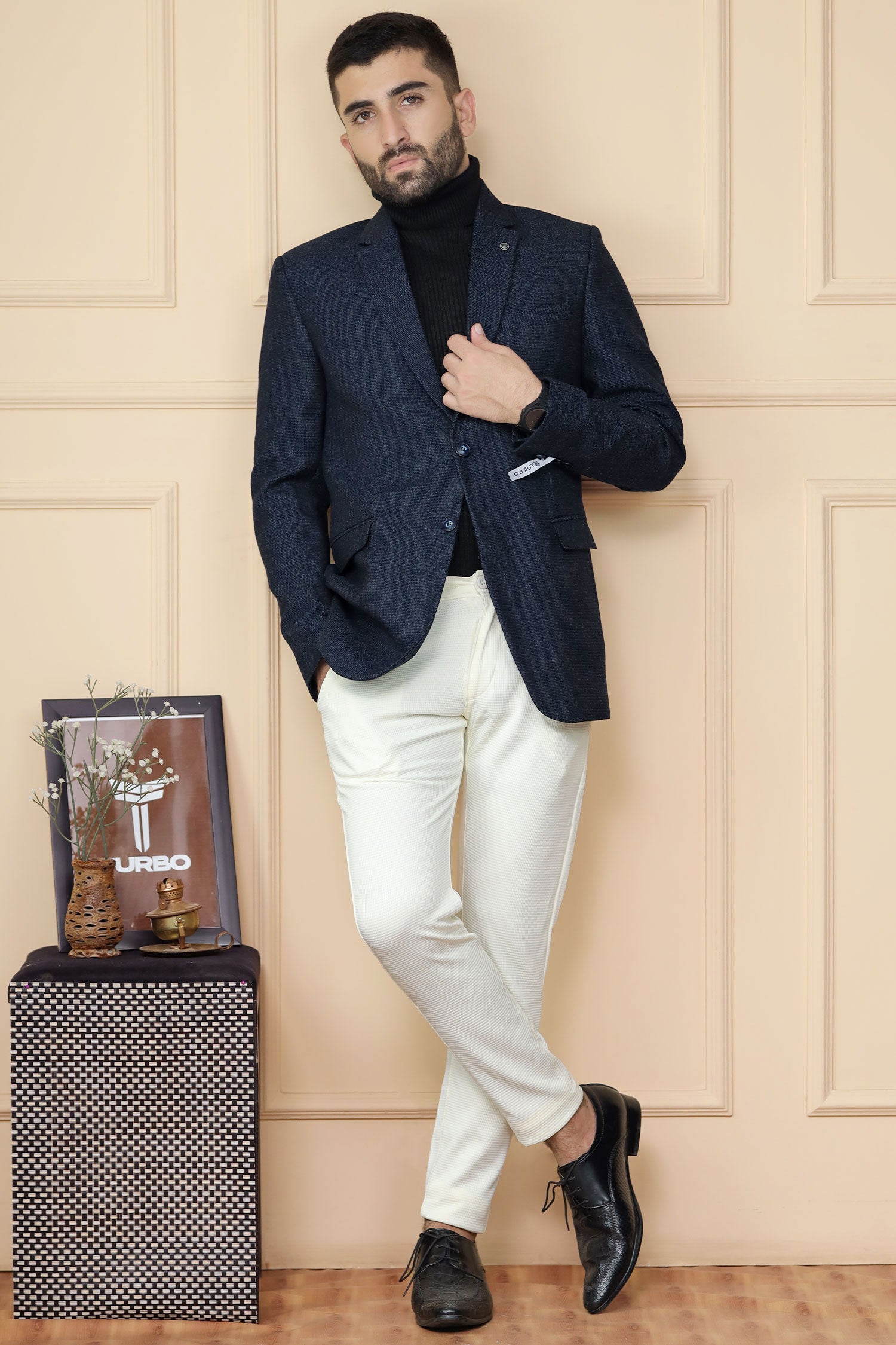 Classic Rich Sharp Texture Pattern Men Blazer