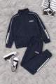 Adds Classic-Retro Lining Zipper Kid's Co-Ord Set In Navy Blue