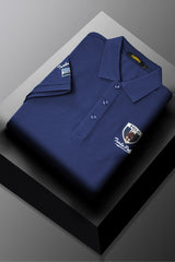 Turbo Polo Pony Badge Men's Polo Shirt In Navy Blue