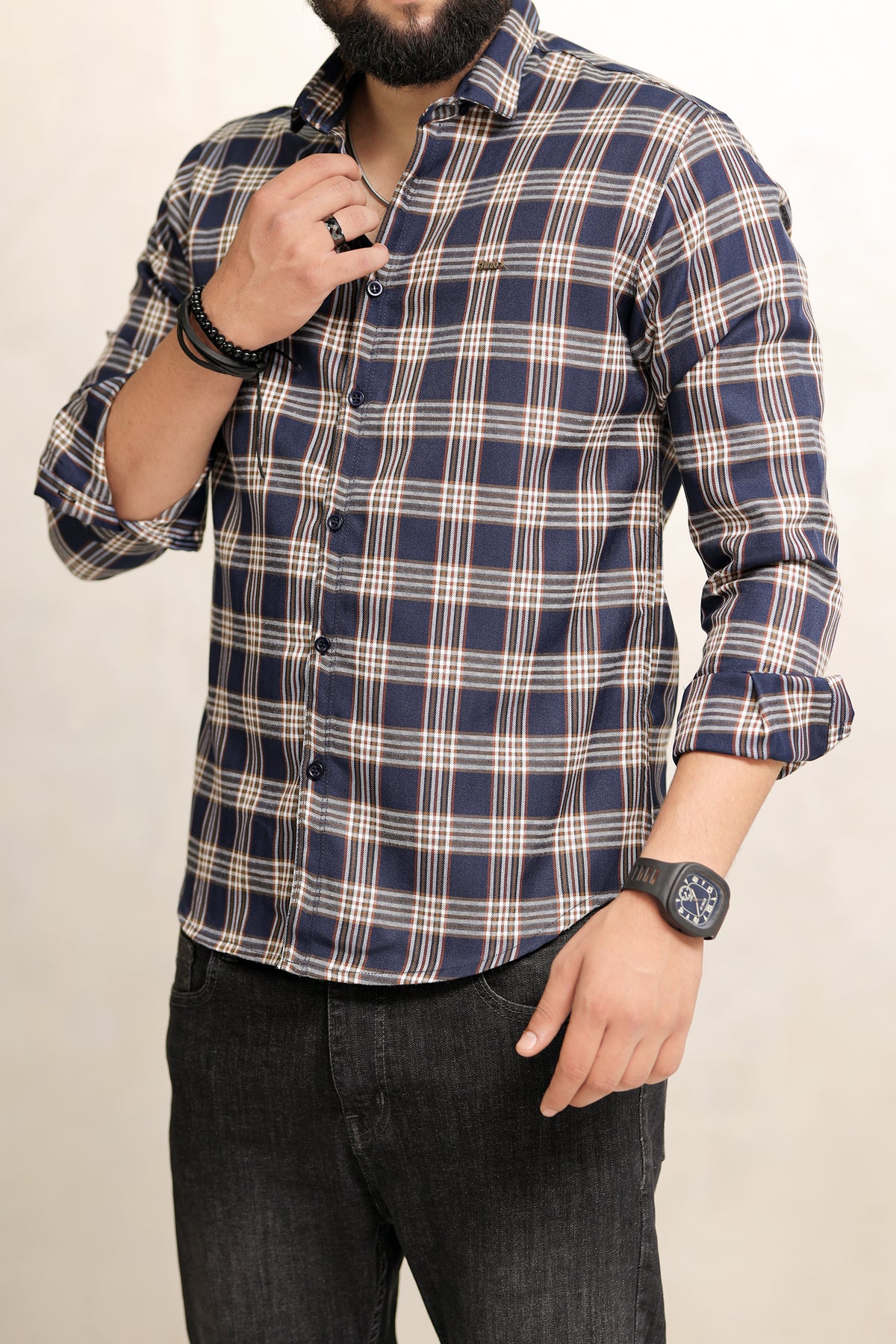 Turbo Tattersall Checkered Long Sleeve Cotton Casual Shirt