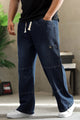 Turbo Style Cast Denim Cargo Jeans In Navy Blue