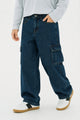 Turbo Wide-Leg Cargo Denim Jeans For Boys