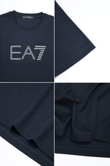 Empio Armni EA7 Signature Imported Round Neck T-Shirt In Navy Blue