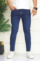 Turbo 'Street-Style' Ankle Grazer Ankle Fit Jeans In Navy Blue