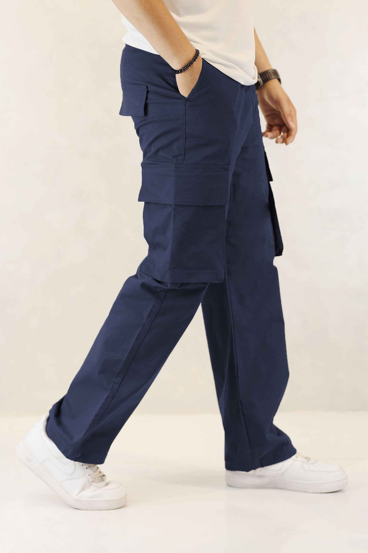 Turbo Relaxed Life Cotton Baggy Fit Trouser In Navy Blue