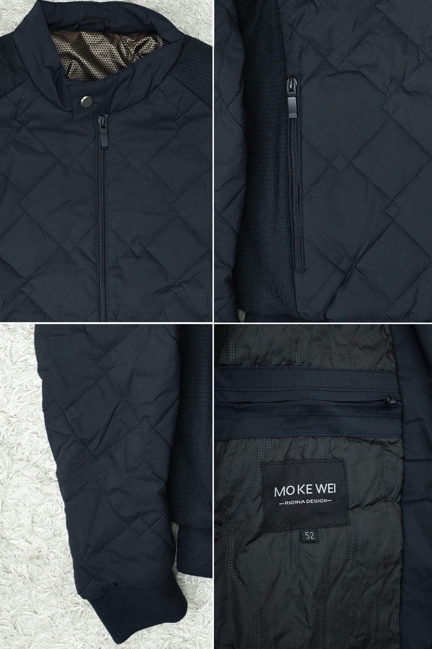 Block Stitch Texture Padded Imported Puffer Jacket