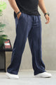 Turbo Poplin Front-Double Line Trouser In Navy Blue