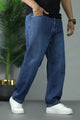Turbo Denim Look Men Relaxed Fit Baggy Jeans In Navy Blue