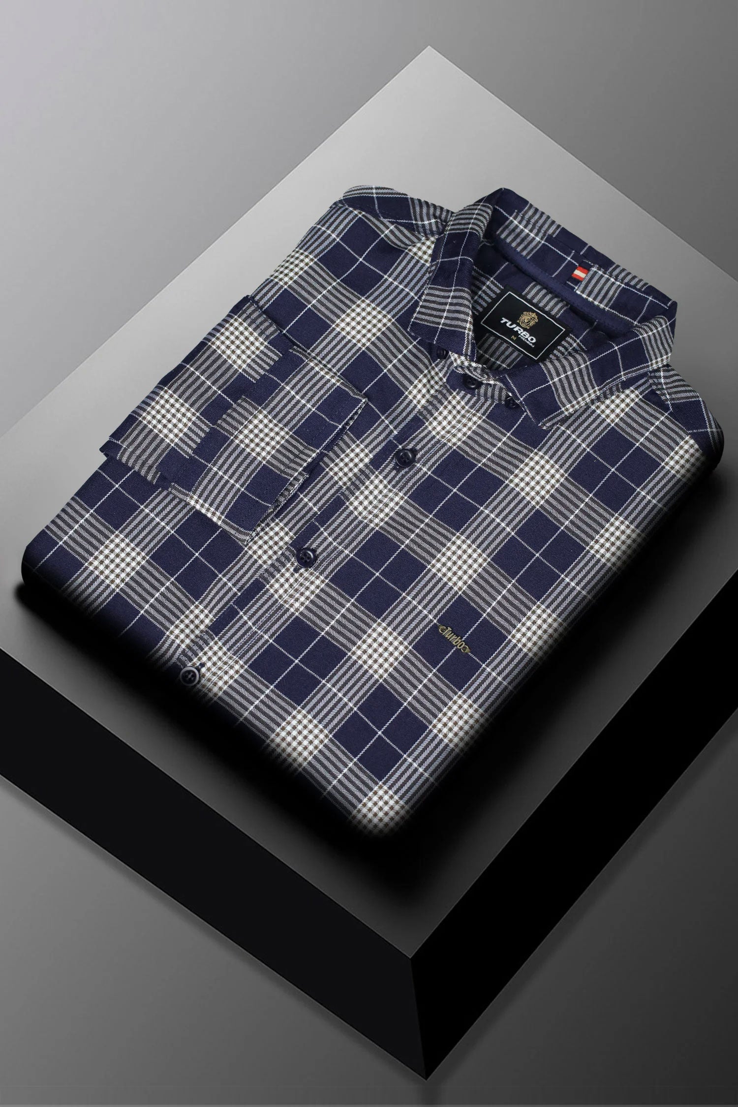 Turbo Plaid Pattern Creation Long Sleeve Cotton Casual Shirt